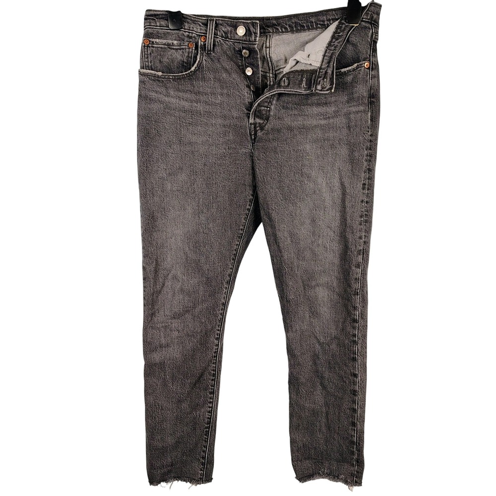 Levi Strauss Womens SZ 30 501 Skinny Jeans Black Gray Grunge Y2K goth rock